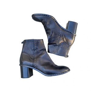 Rag & Bone black leather silver embellished hardware‎ heeled boot size 39 / 9